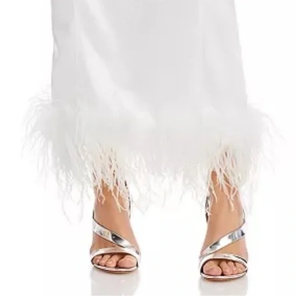 NWT Aqua x Maeve Bustier Feather Trim Dress Bloomingdale’s Bridal Size S… - Picture 4 of 8